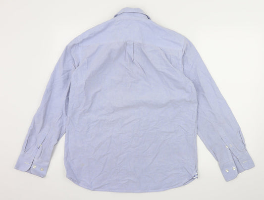 Mens UK Size S BHS Blue Button-Up Long Sleeve Casual Shirt