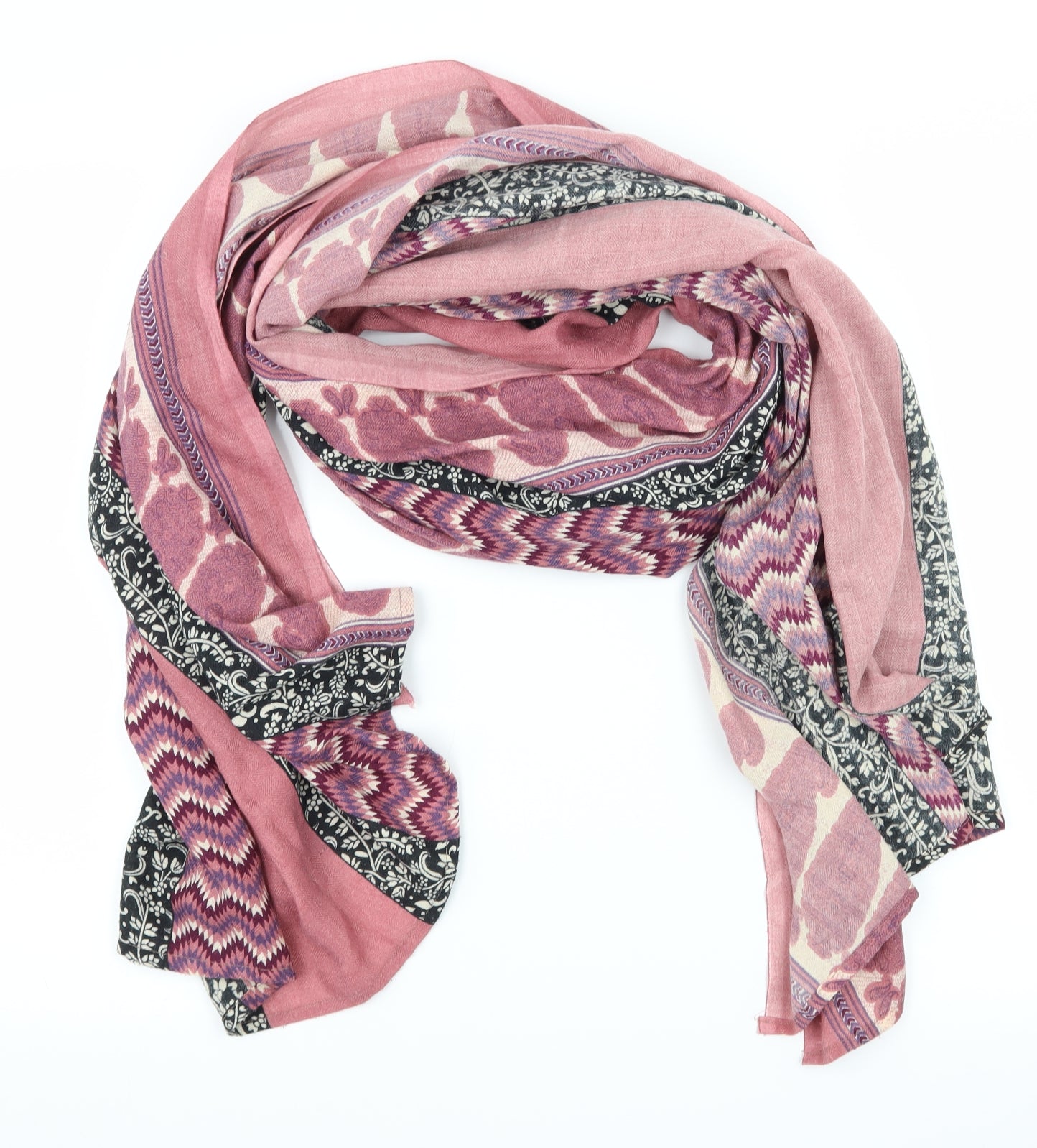 Preworn Womens Pink Geometric Scarf