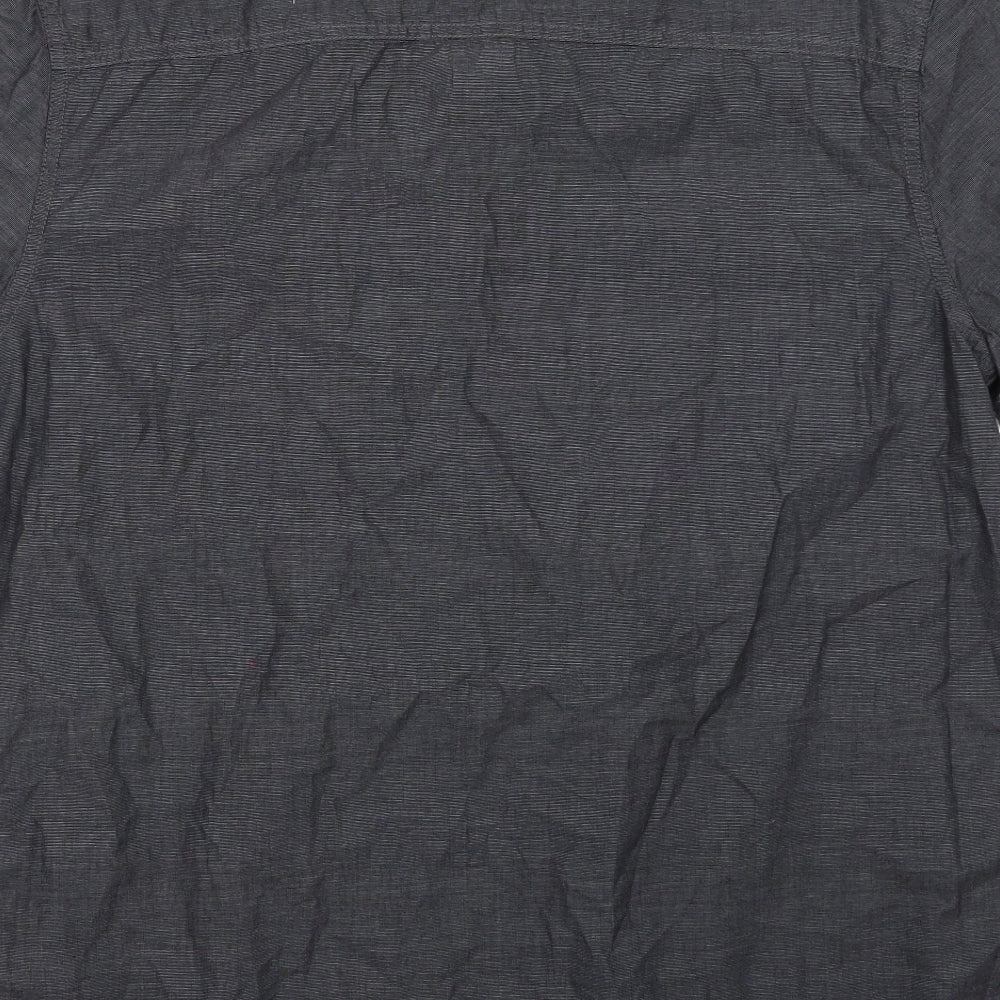 Mens UK Size L Peacocks Grey Button-Up Short Sleeve Casual Shirt