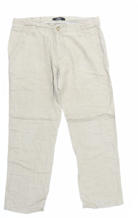 Womens UK Size 34 in H&M Regular Fit Beige Trousers