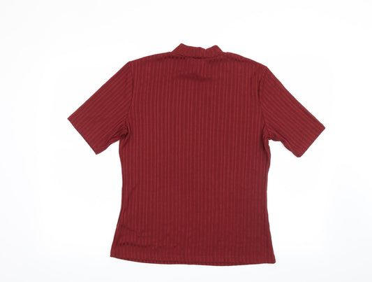 H&M Womens Red Striped Basic Blouse Size L