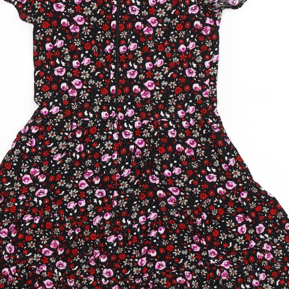 Jon Adam Womens Black Floral Fit & Flare Size XS