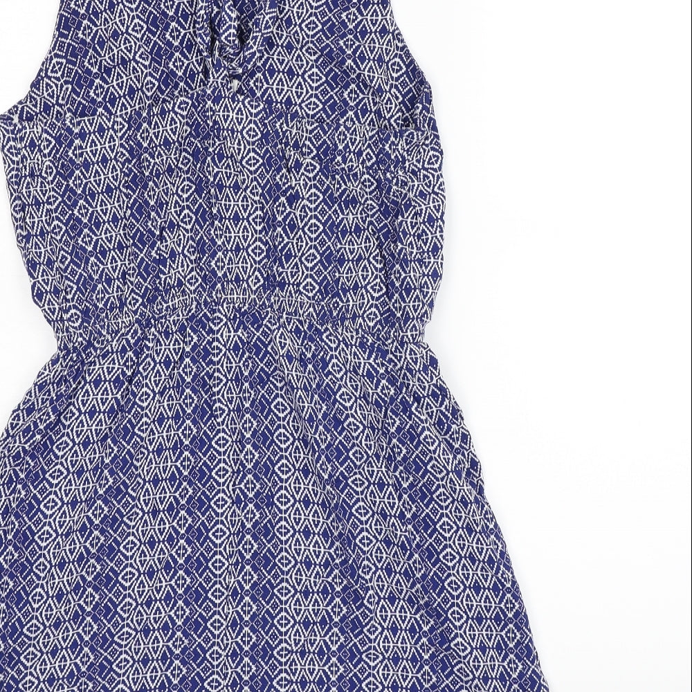 FOREVER 21 Womens Blue Geometric Fit & Flare Size M