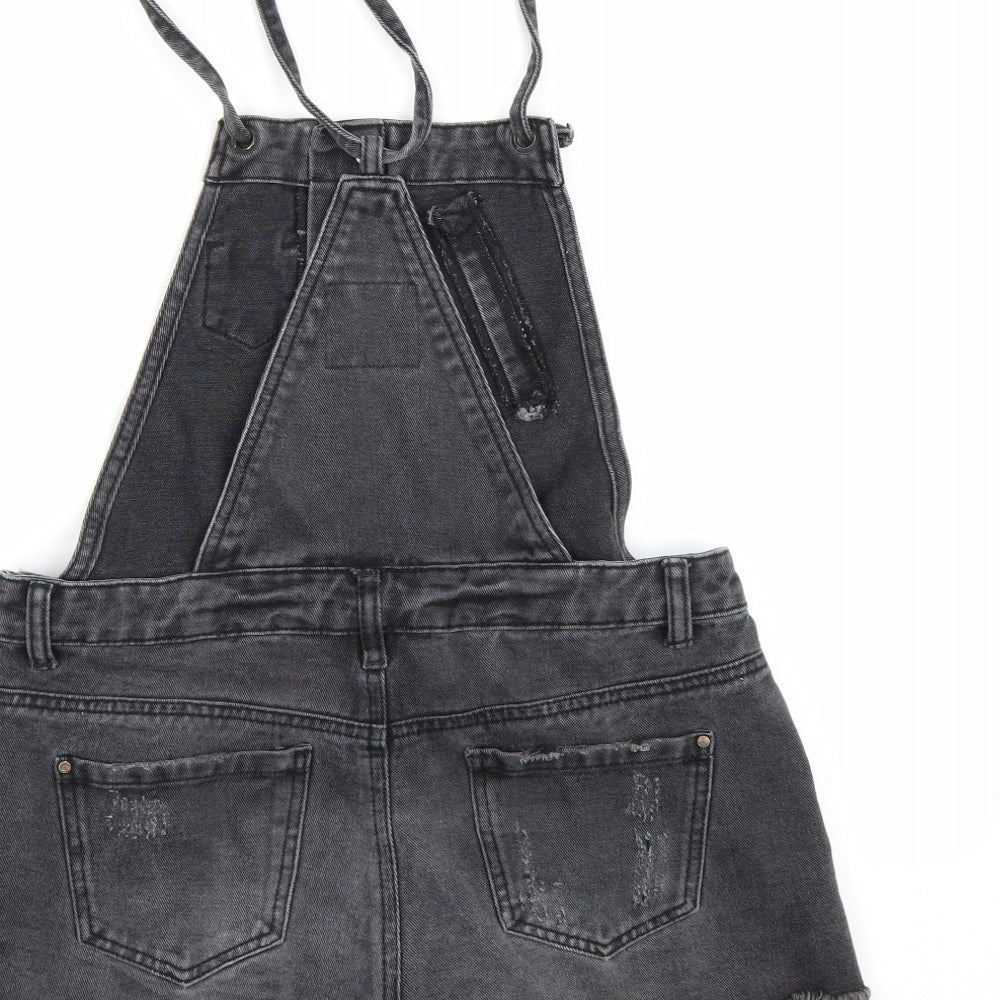 Denim co. Womens Black Denim Dungaree One-Piece Size 10 L3 in