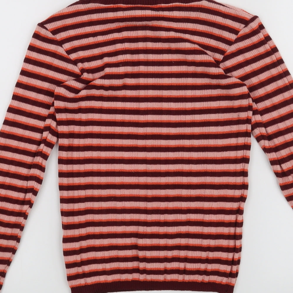 Primark Womens Orange Striped Pullover Jumper Size 6
