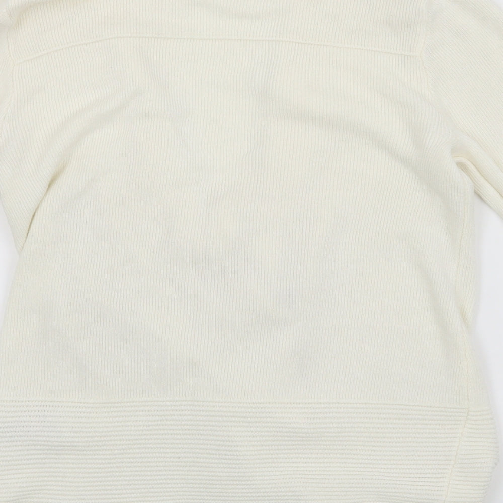 Classic Womens White Cardigan Jumper Size 8