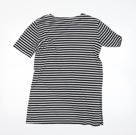 Glamorous Womens Blue Striped Basic T-Shirt Size S