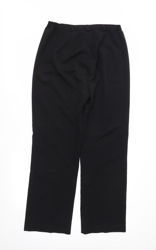 Womens UK Size 12 Preworn Regular Fit Black Trousers