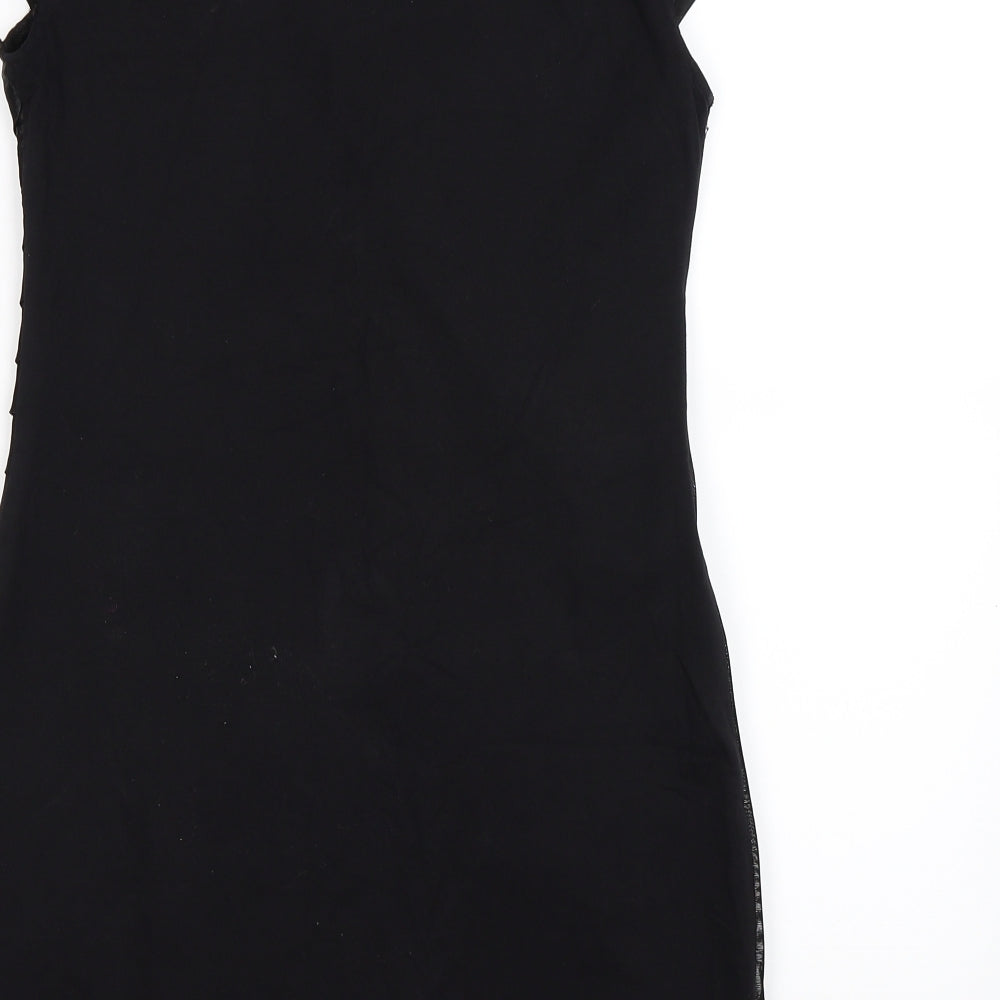 heaven Womens Black Striped Satin Bodycon Size 12 - floral ruffles