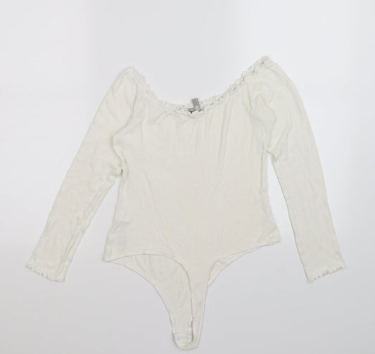 Womens UK Size 10 ASOS One-Piece White Bodysuit