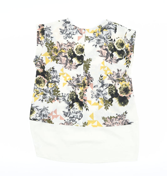 George Womens Beige Floral Basic T-Shirt Size 8