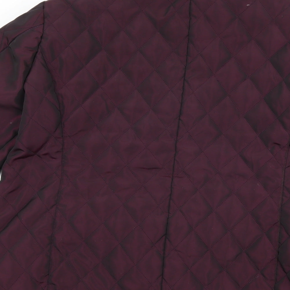 BASSINI Womens Purple Quilted Coat Size M