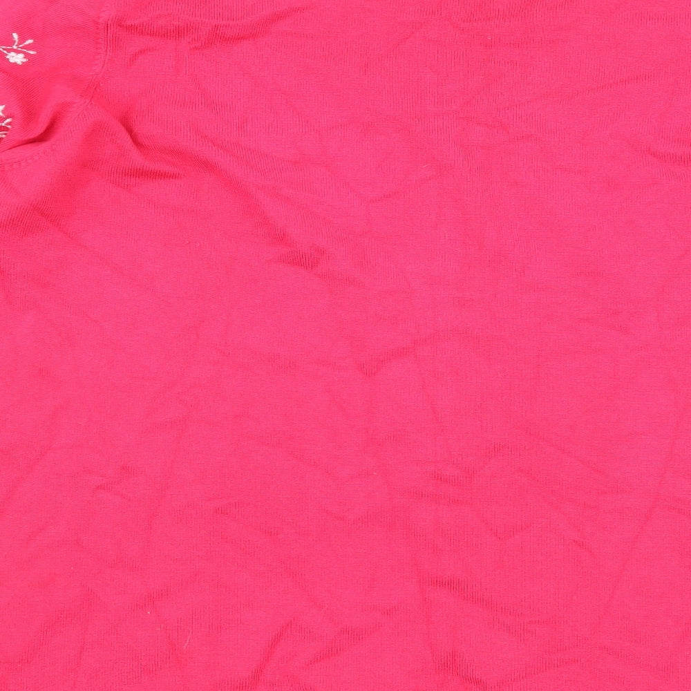 Womens UK Size L Text Pink Basic T-Shirt