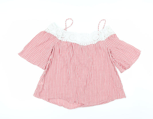 Papaya Womens Red Striped Tunic Blouse Size 8