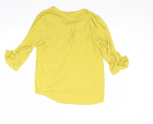 isle Womens Yellow Basic Button-Up Size 14