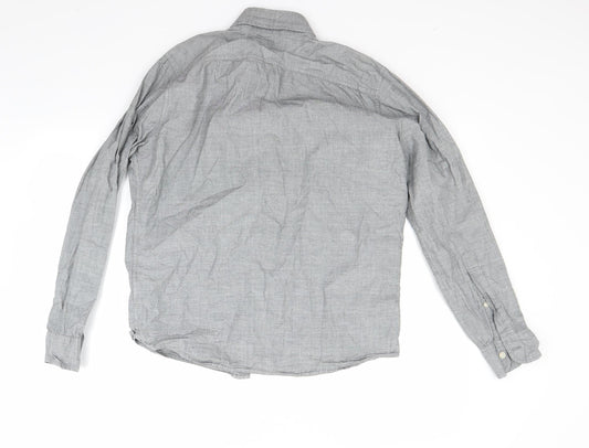 Mens UK Size S Hollister Grey Button-Up Long Sleeve Casual Shirt