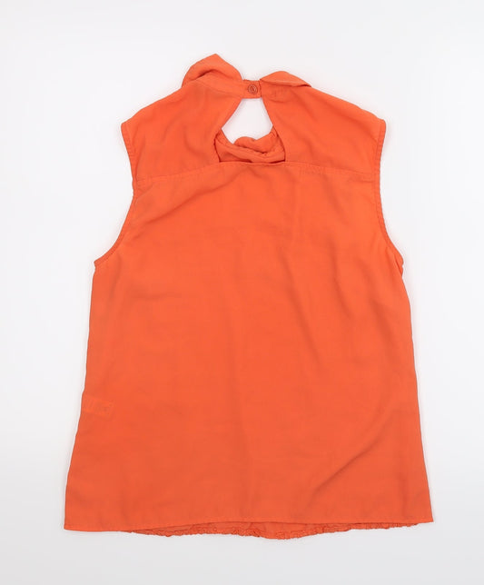 TU Womens Orange Floral Basic Blouse Size 10