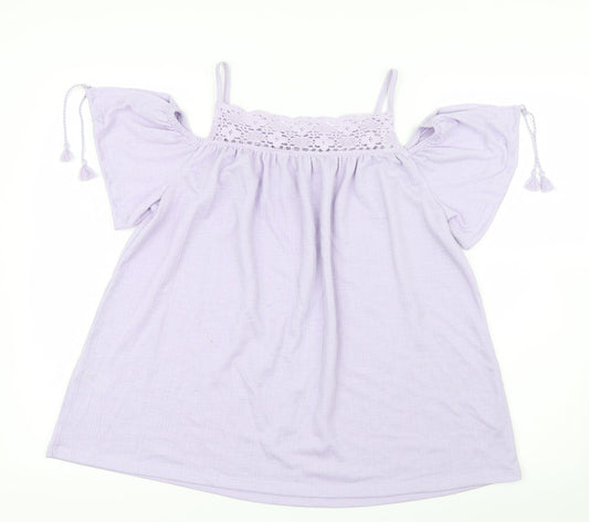 George Womens Purple Basic Blouse Size 8