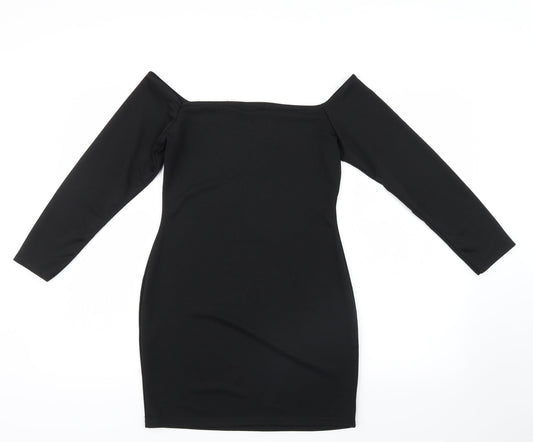 PRETTYLITTLETHING Womens Black Shirt Dress Size 10