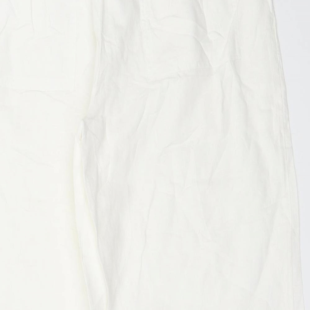 Womens UK Size 40 Preworn Regular Fit Cropped White Trousers