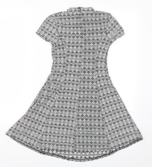New Look Womens Grey Striped Skater Dress Size 6
