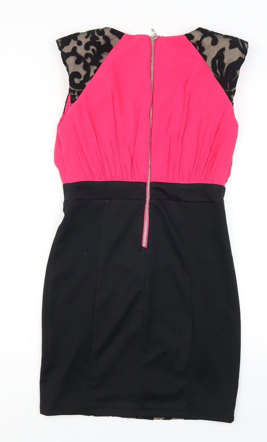 Little Mistress Womens Pink Geometric Mini Size 10