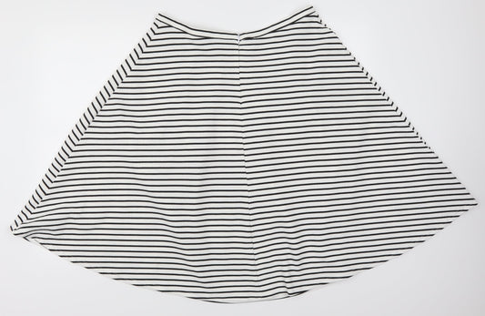 New Look Womens White Striped Skater Skirt Size 14