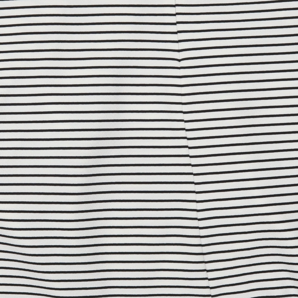 New Look Womens White Striped Skater Skirt Size 14
