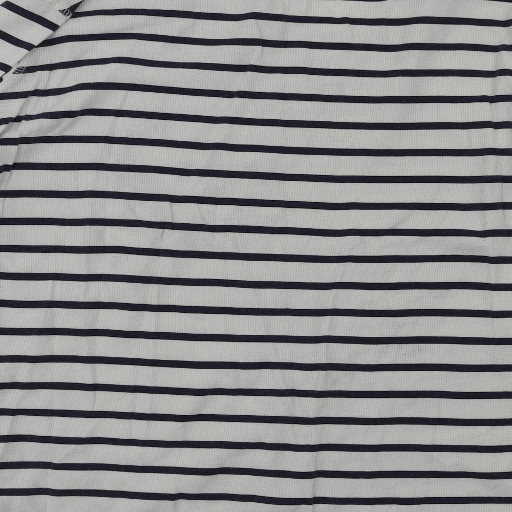 Preworn Womens White Striped Basic T-Shirt Size 16