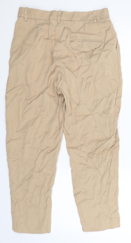 Lindex Womens Beige Cropped Trousers Size 12 L23 in