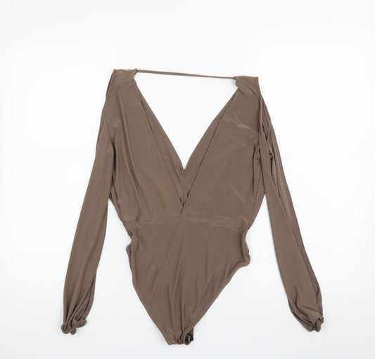 Missguided Womens Brown Bodysuit One-Piece Size 8