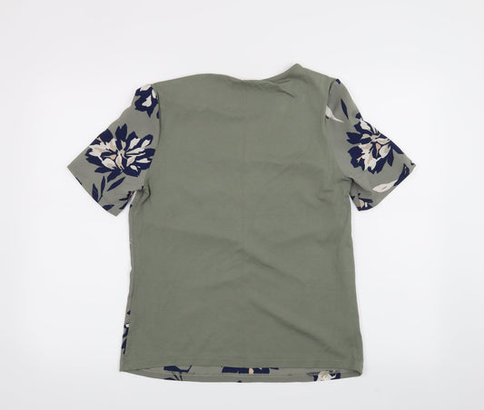 M&S Womens Green Floral Basic T-Shirt Size 8