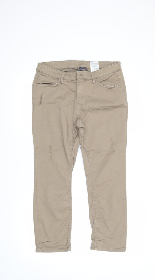 Womens UK Size 12 Yessica Regular Fit Straight Beige Jeans