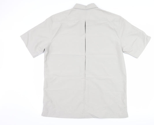 Mens UK Size L NEXT Grey Button-Up Short Sleeve Casual Shirt