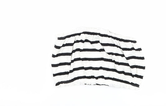 Primark Womens White Striped Cropped T-Shirt Size 10 - Boob Tube