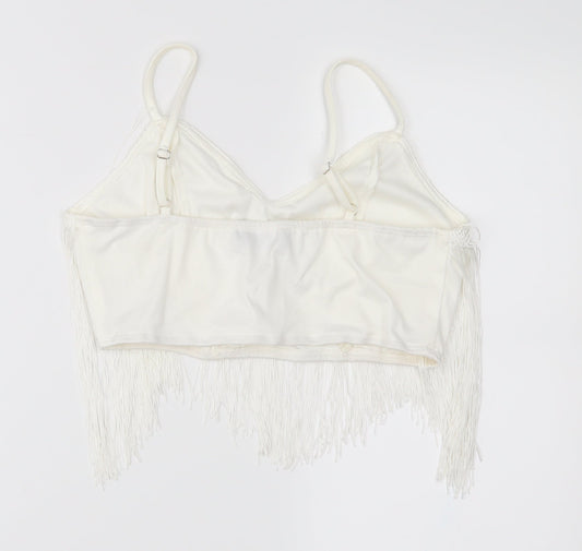 pretty little Thing Womens White Cropped Tank Size 8