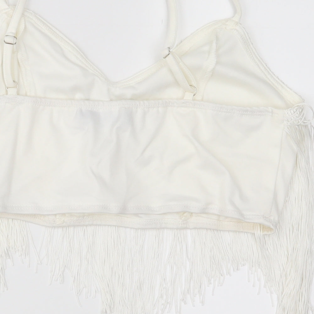 pretty little Thing Womens White Cropped Tank Size 8