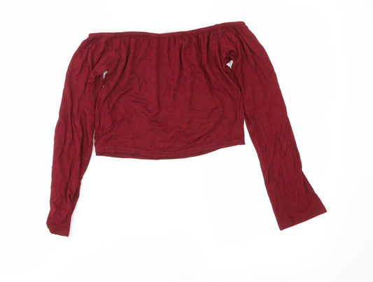 Missguided Womens Red Cropped T-Shirt Size S
