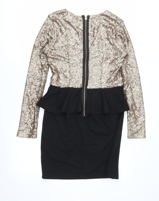 Missguided Womens Gold Bodycon Size 12