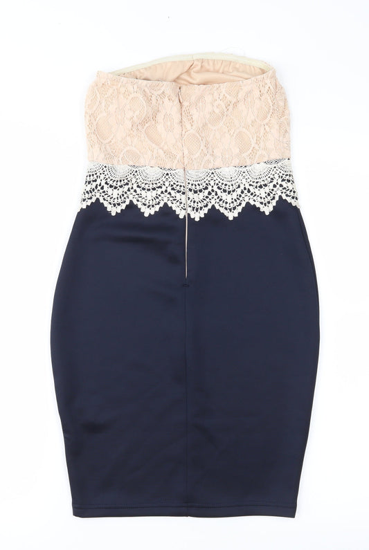 AX Womens Blue Pencil Dress Size 8