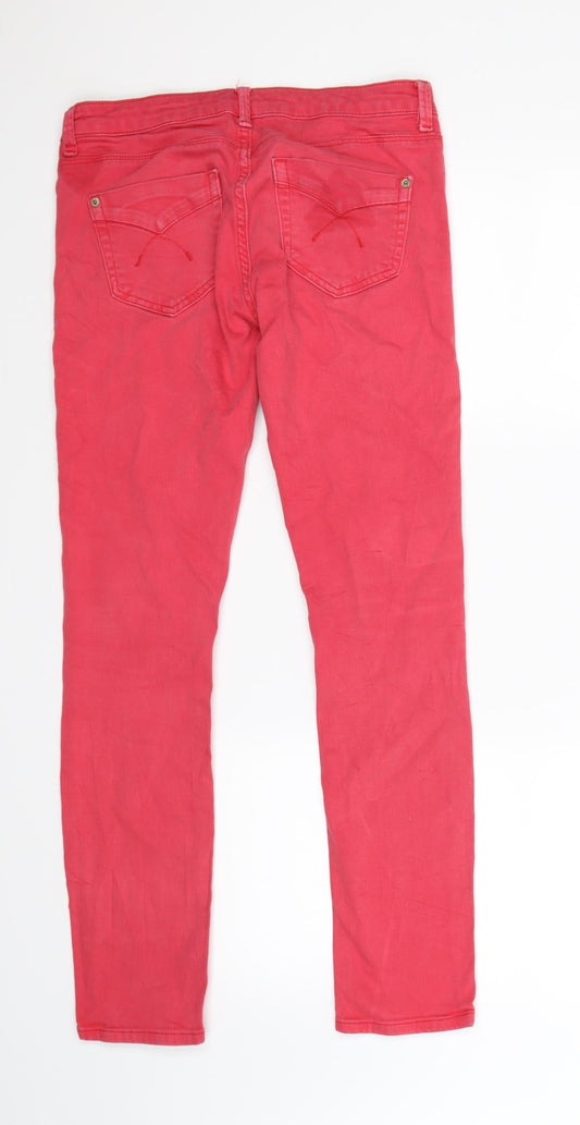 Topshop Womens Red Denim Skinny Jeans Size S L28 in