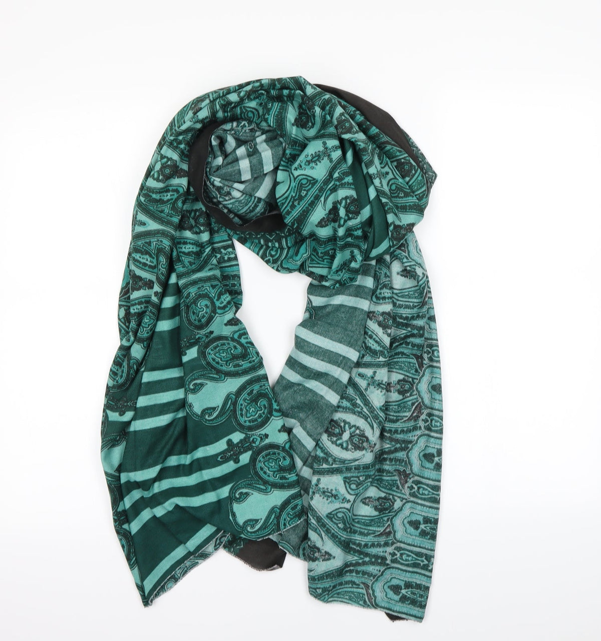 Preworn Womens Green Geometric Scarf