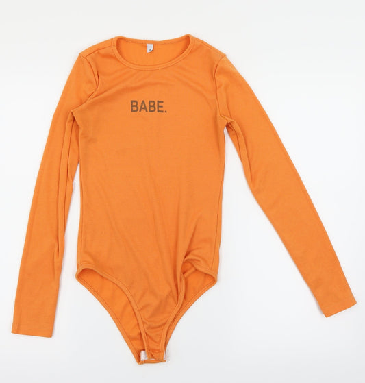 Womens Orange Bodysuit One-Piece Size S