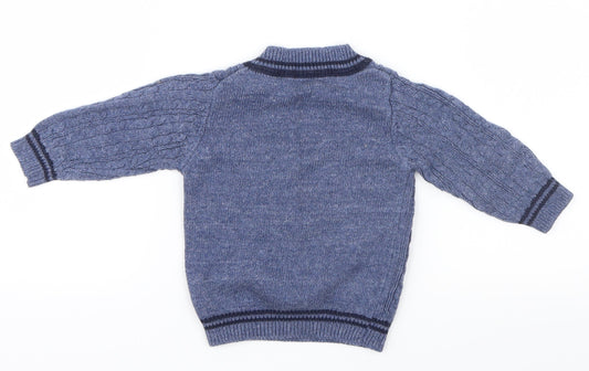 George Boys Blue Knit Pullover Jumper Size 6-9 Months