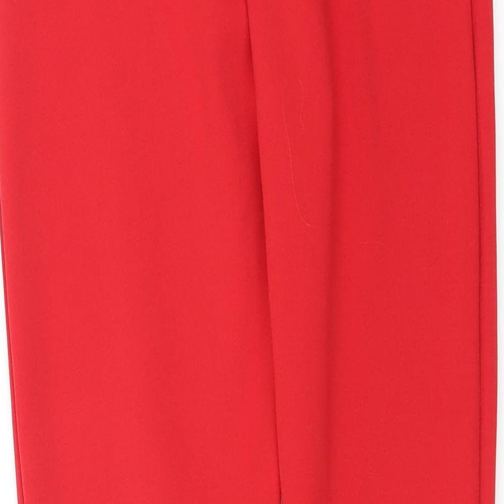 Womens UK Size 4 PRETTYLITTLETHING Regular Fit Red Trousers
