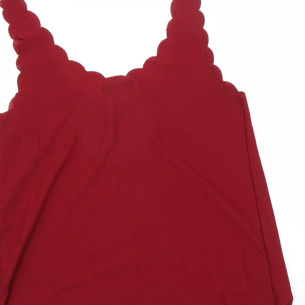 Womens UK Size 8 Topshop Red Basic Tank