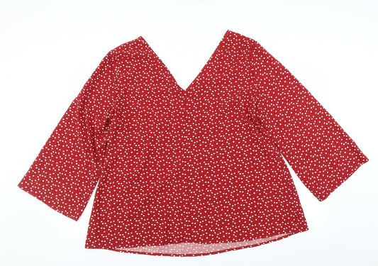 Womens UK Size 2XL Preworn Red Basic Blouse