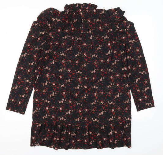 Boohoo Womens Red Floral Shift Size 8