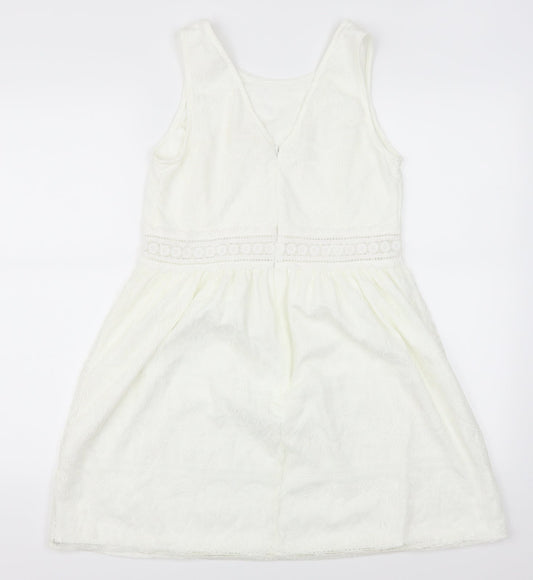 Blue Vanilla Womens White Lace Skater Dress Size M