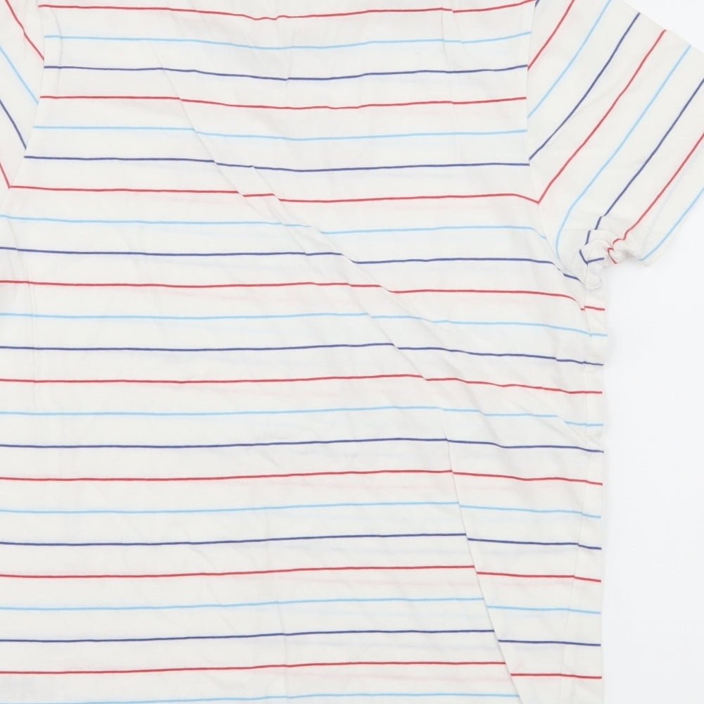 Primark Mens White Striped Jersey  T-Shirt Size S  - Out of Order